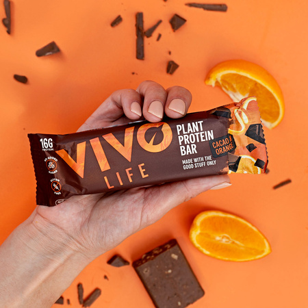Wegańskie batony proteinowe Vivo Life - kakao i pomarańcza (12 x 65g)