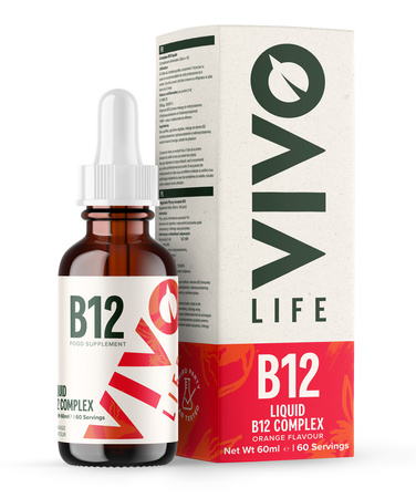 Witamina B12 Vivo Life - kompleks witamin - smak: pomarańczowy (60 porcji/60 ml)